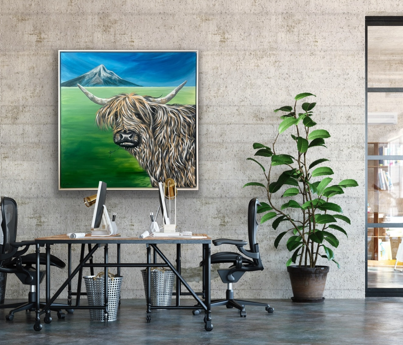 Chill Cow (36" x 36") — Highland Calm